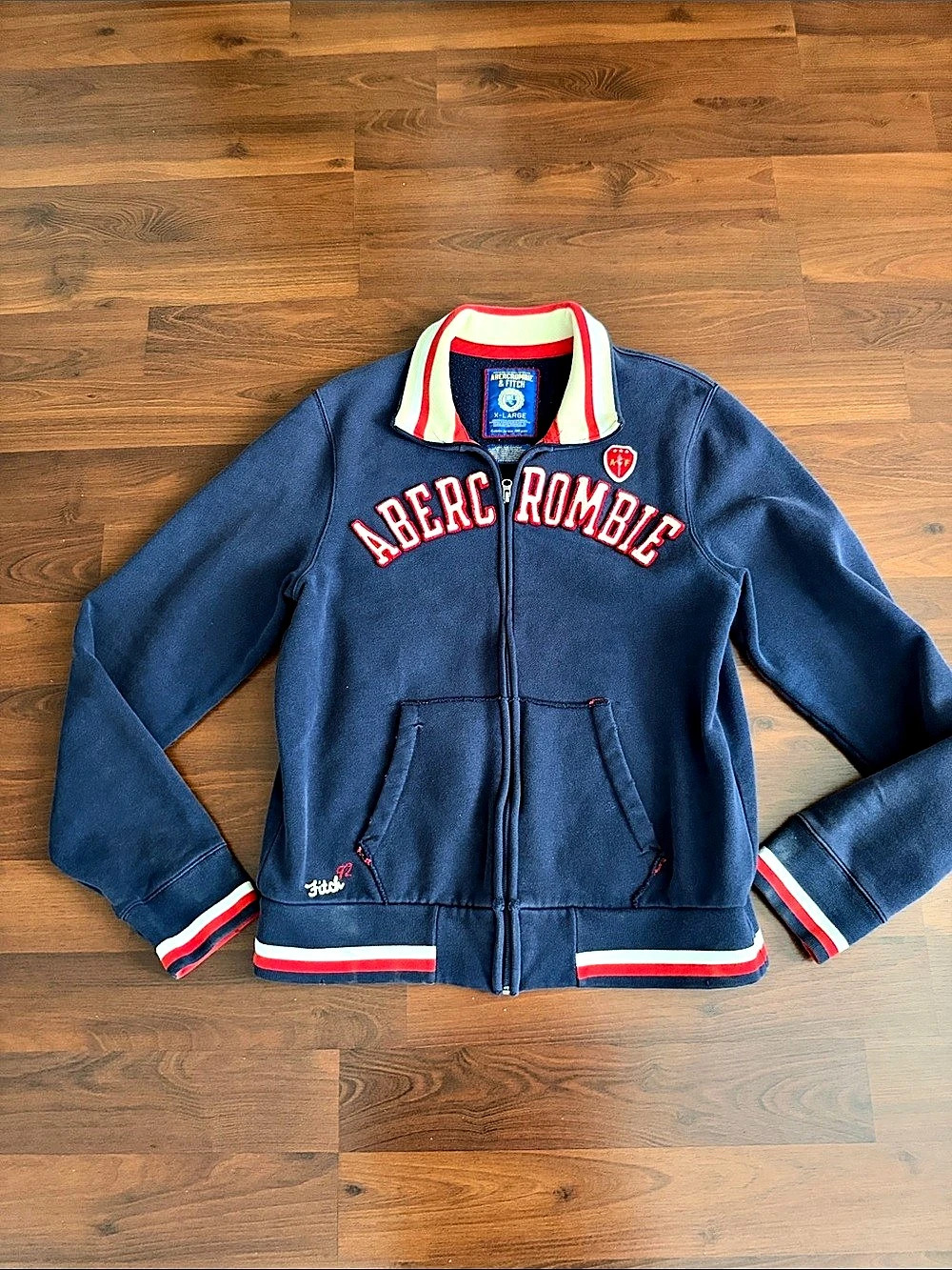 Vintage Abercrombie & Fitch Varsity jacket Color Block Blue & Red XL